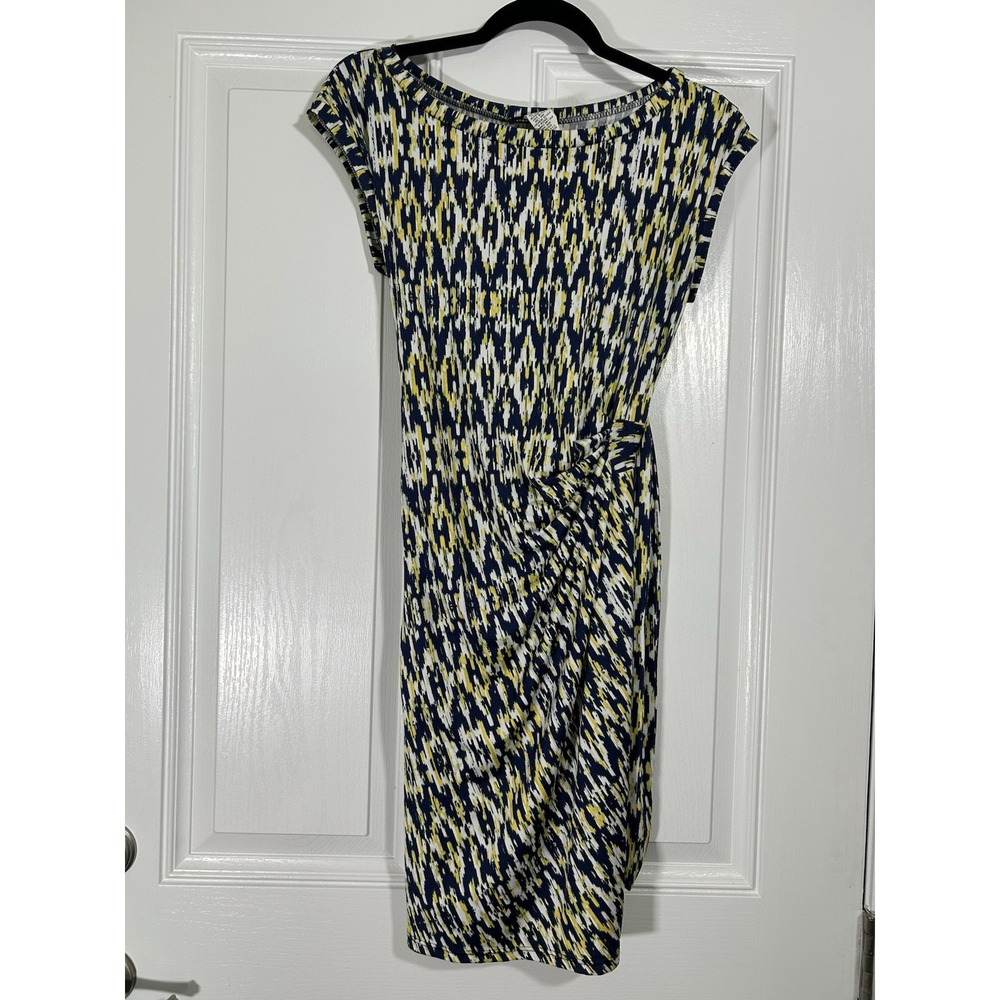 KBS Womens Dress Faux Wrap Tie Sleeveless Nautical Beachy Medium Stretchy